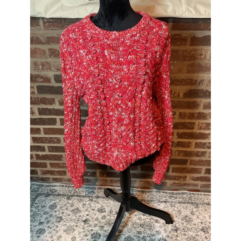 Goodthreads Women's Red Knit Cable Knit‎ Pullover Sweater Large L